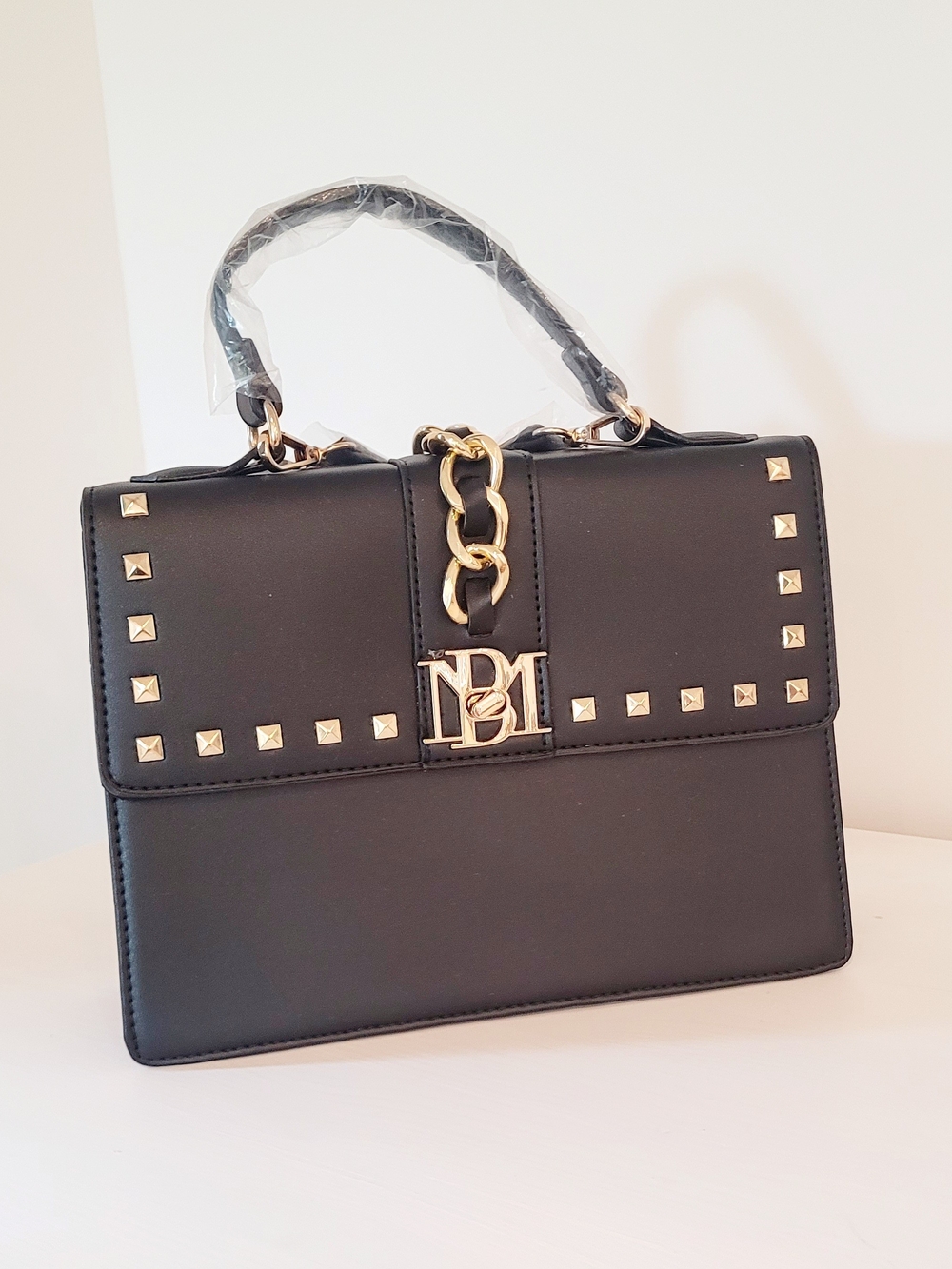 Badgley Mischka Black Studded with Gold Chain - Picture 3 of 5